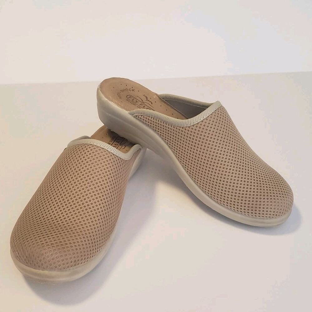 Fly Flot Clog Women 38 (6.5-7 US) Slide Comfort Mules Anatomic Anti Shock Beige